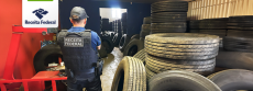 Operação da Receita Federal em Minas Gerais mira comércio ilegal de pneus em Araguari